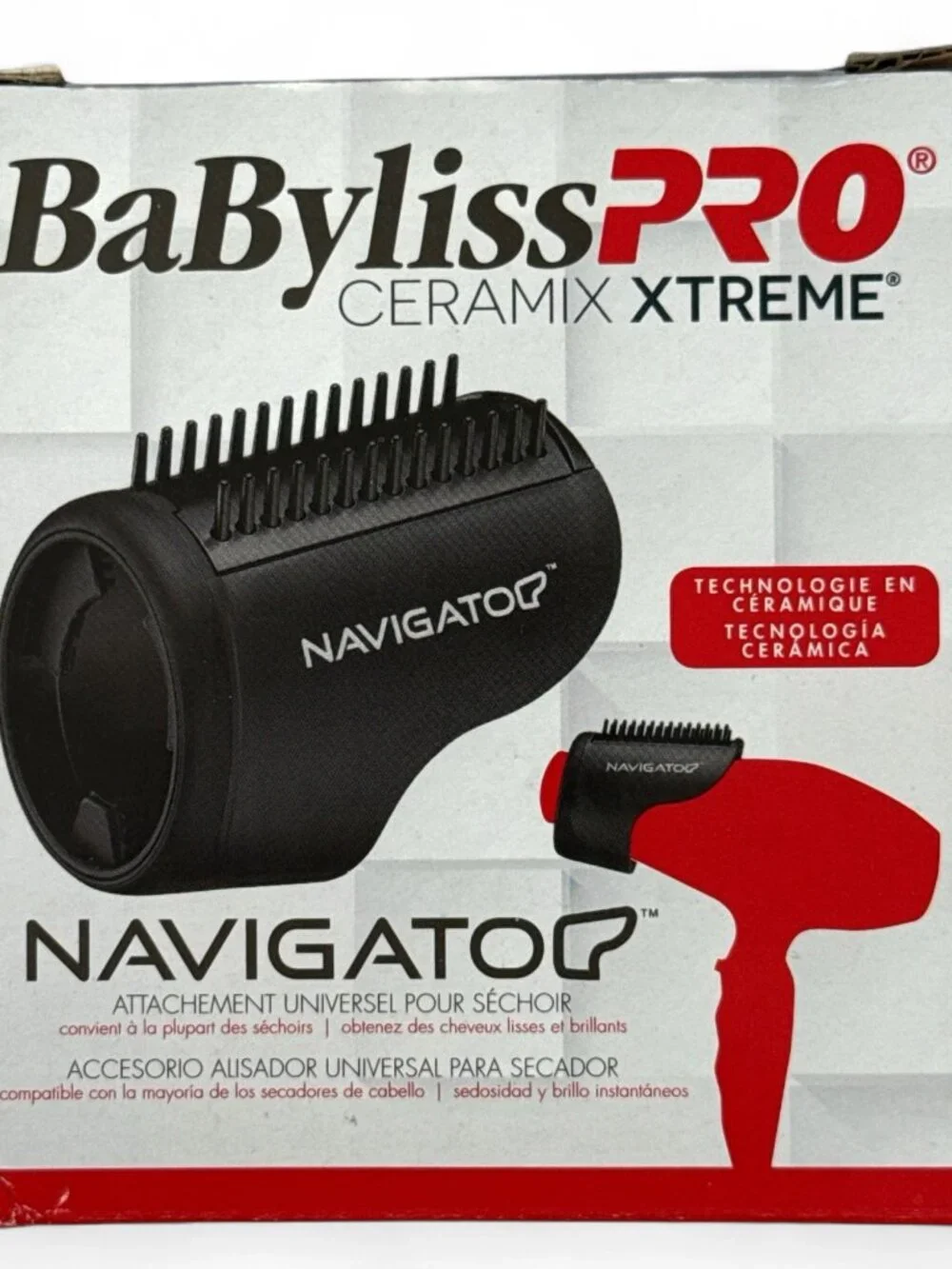 BaByliss PRO Navigator BDBABLK Ceramic Hair Dryer Diffuser Comb Black New